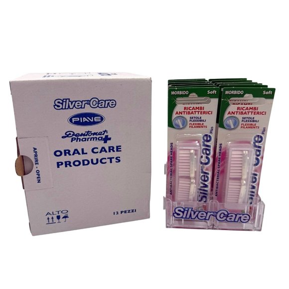 SilverCare Plus Flexible 2-Pc Toothbrush Spare Heads Soft Lot of 12 Packs